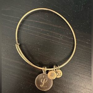 Alex and Ani Gold L Charm Bangle
